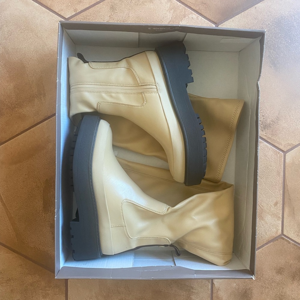 Franco Sarto Beige Ankle Boots
